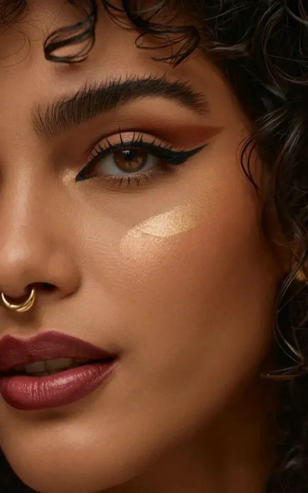 Burgundy Lip and Winged Eyeliner Combo for Fall Party Makeup