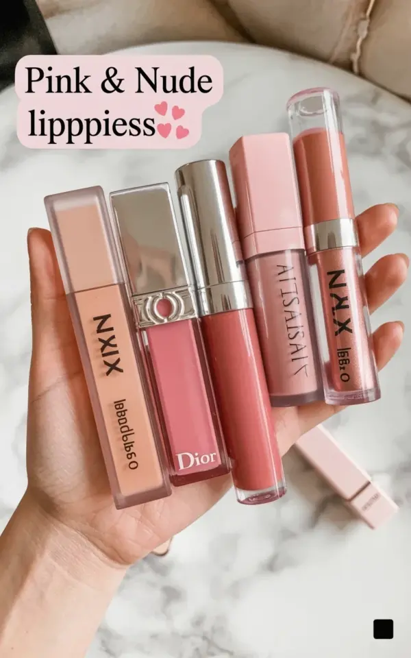 Nude Lip Combo for Spring: Pink & Nude Lippies on Marble