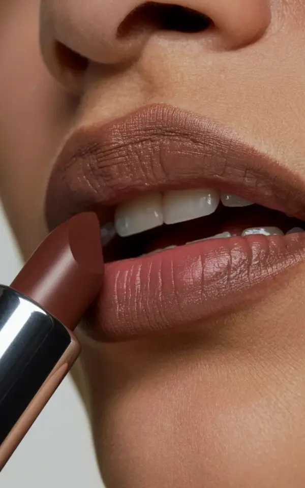 Matte Brown Lipstick Ombre Lips for a Cozy Fall Mood