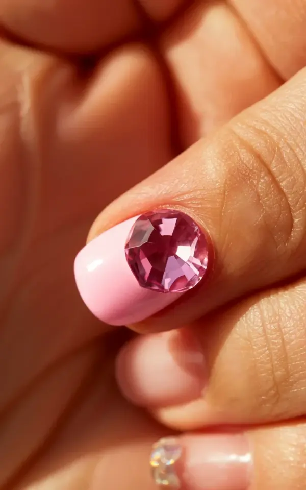 Pink Glow Nails: Avoid This Common Rhinestone Application Mistake