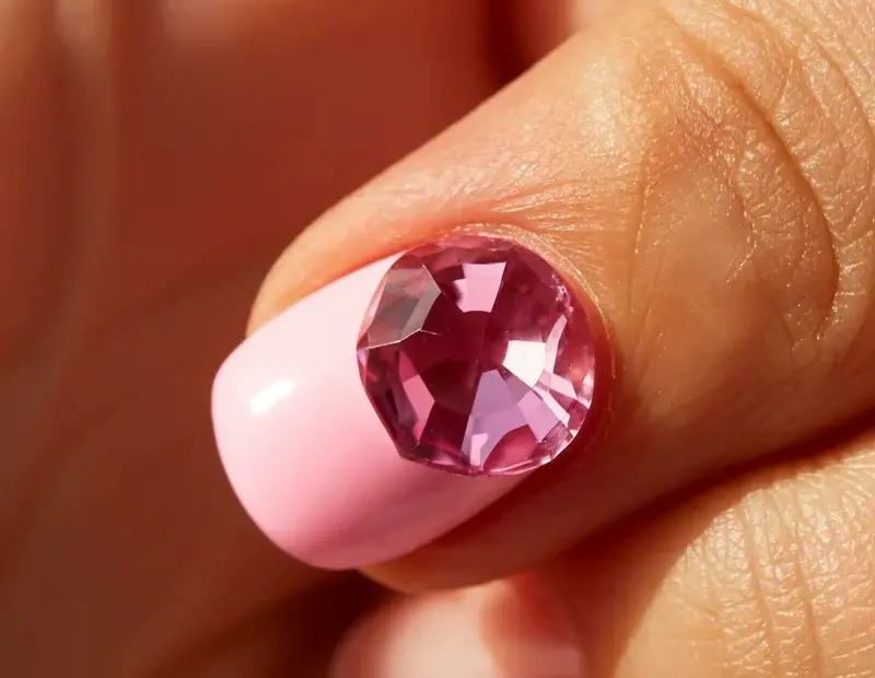 Pink Glow Nails: Avoid This Common Rhinestone Application Mistake